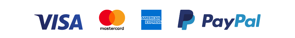 Visa, Mastercard, American Express, and PayPal